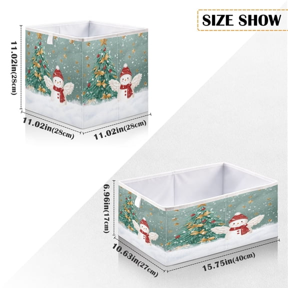 Iauyy Foldable Home Closet Storage Bins - Waterproof 300D Oxford Cube Baskets with Handles for Clothing Storage Books, A Green Christmas Tree