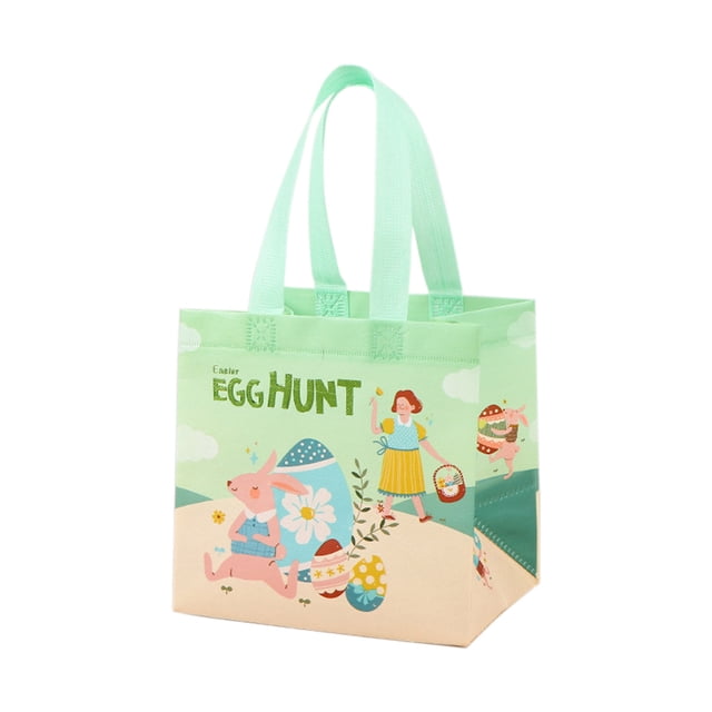 Bolsos de Regalo Reutilizables con Manijas, Bolso de Mano No Tejido de Pascua Bolso de Regalo Reutilizable de Compras de Huevo de Pascua 20x20x15cm / 7.87x7.87x5.9In, Bolsos de Regalo de Vacaciones Co