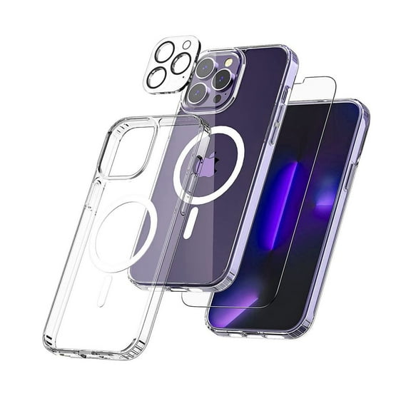 Haobuy for iPhone 15 Pro Clear Magnetic Case 2 x Screen Protector   2 x Camera Lens Protector