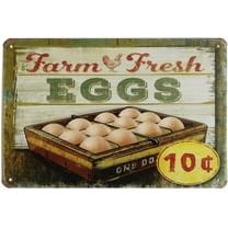 Farm Fresh Eggs Metal Tin Sign Decor Art Chicken Coop Kitchen Cottage Farm 12 x 8