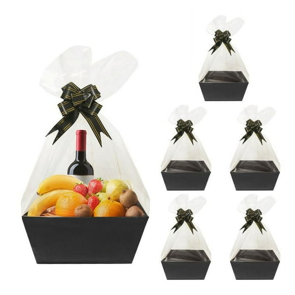 Juego de cestas de regalo Worown Kraft de 25 x 20 x 12 cm, 6 unidades, color negro