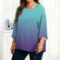 thumbnail image 5 of Womens Plus Size Tunic Tops with Leggings, 3/4 Sleeve Shirts for Women Oversized Fashion Ombre Tie Dye Crewneck T-Shirts, 5 of 5