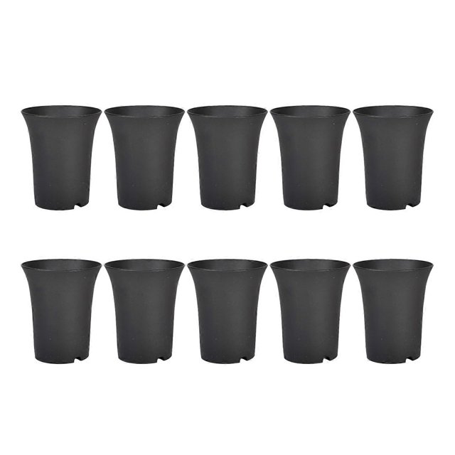 10PcsBlack Round Flower Pots High Waist for Indoor and Outdoor Plants