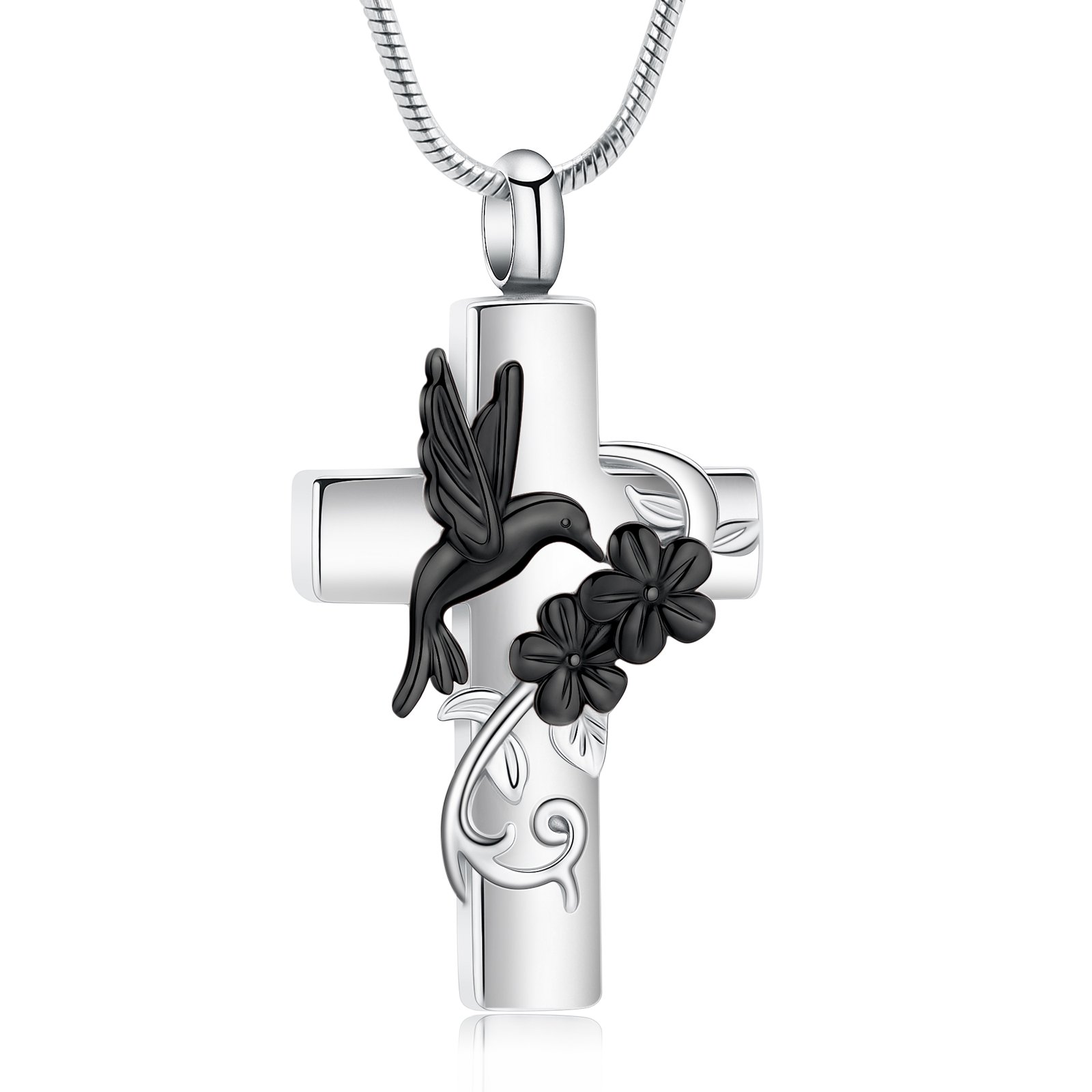 Hummingbird Urn Necklace for Ashes Cross Keepsake Cremation Pendant Memorial Necklace Urn Jewelry Gifts for Women Men