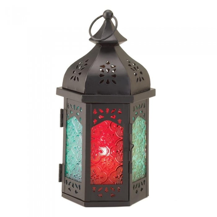 BLACK vintage style Moroccan shabby votive Candle holder lantern lamp light 