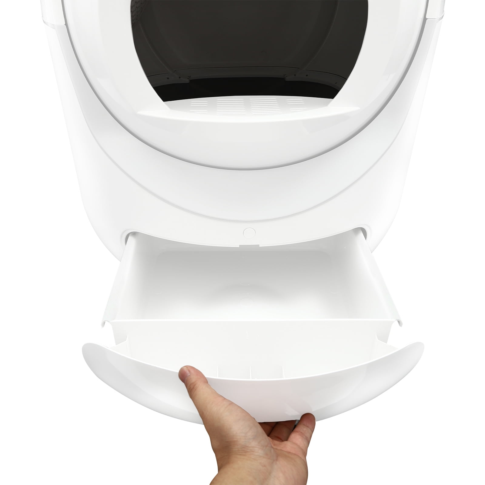 Wildnix Smart Cat Litter Box with Remote Control, APP Support, 60L Capacity, Sand Leakage Pedal, and Snap-on Strainer for Cats 1-10kg, White