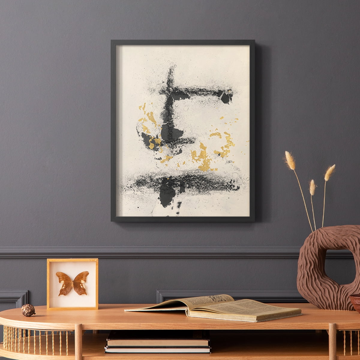Charcoal Remnants II Framed Print in Black Solid Wood Framed Print No Nail Hanging