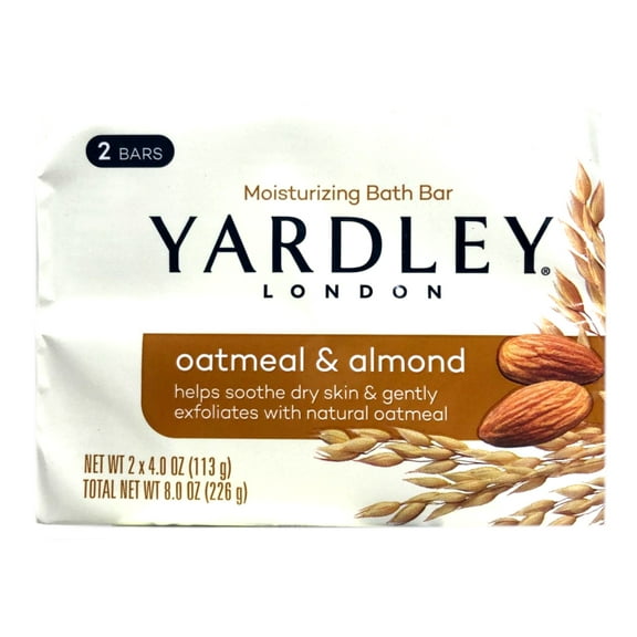 Yardley London Oatmeal and Almond Nourishing Bath Bar, Twin Pack, 2 Bars, 4 oz Each