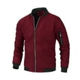 thumbnail image 1 of BXINGOHAI bomber jackets for men big and tall zip pockets jacket full zip solid Stand Collar jackets outdoor Baseball Uniform shirts Clearance Sale Wine,XXXXXXL, 1 of 2