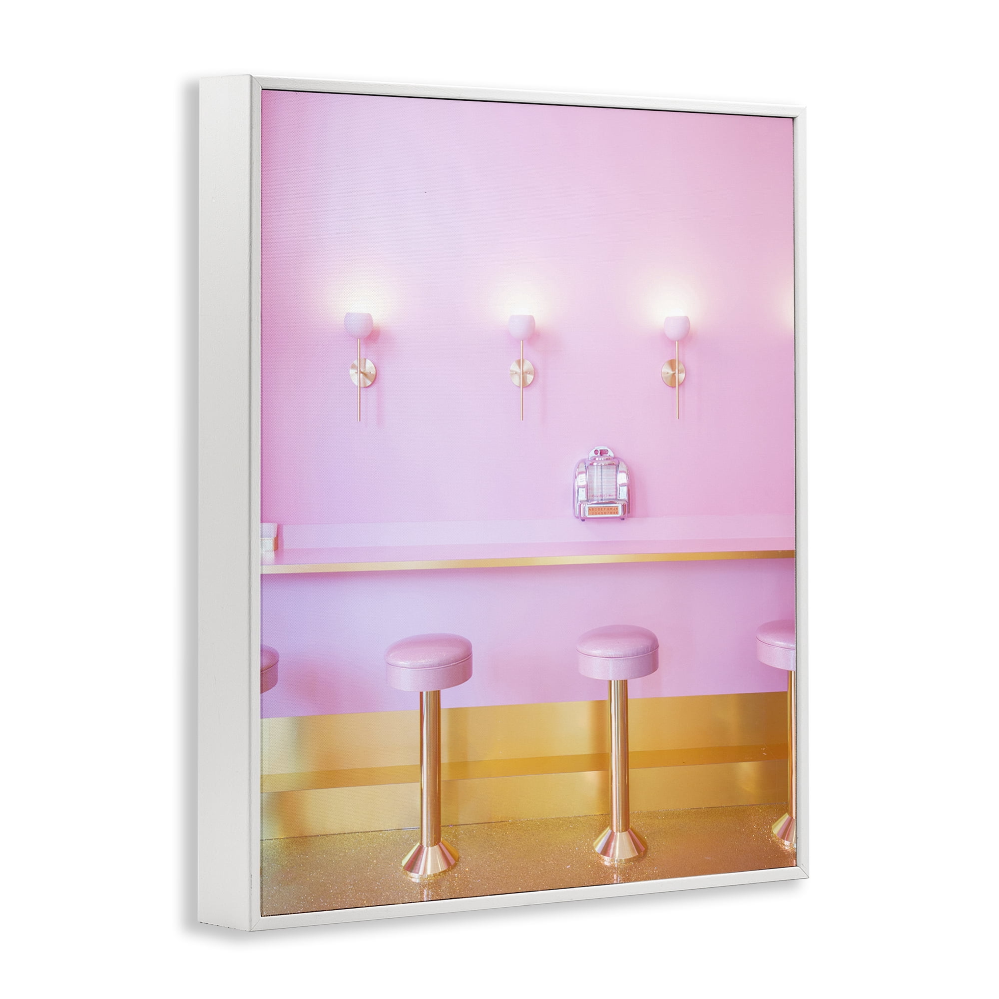 Stupell Industries Pink Retro Dessert Parlor White Framed Giclee Art, design by LISH Creative