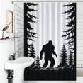 thumbnail image 4 of Bigfoot Forest Shower Curtain Fabric Black and White Bigfoot Shower Curtains Bathroom Lightweight, 60x70IN, 4 of 6