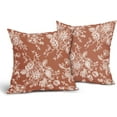 thumbnail image 2 of Vintage Floral Pillow Covers 16x16 Inch Set of 2 Burnt Orange Floral Outdoor Decorative Throw Pillows Chinoiserie Flower Pillowcases Rustic Farmhouse Cushion Covers for Couch Home Decor, 2 of 6