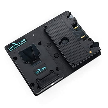 UPC: 0665415565980 | IndiPRO Gold Mount & V-Mount Adapter Plates w/ D-taps to V-Mount Lock Plate (Hot Swappable)