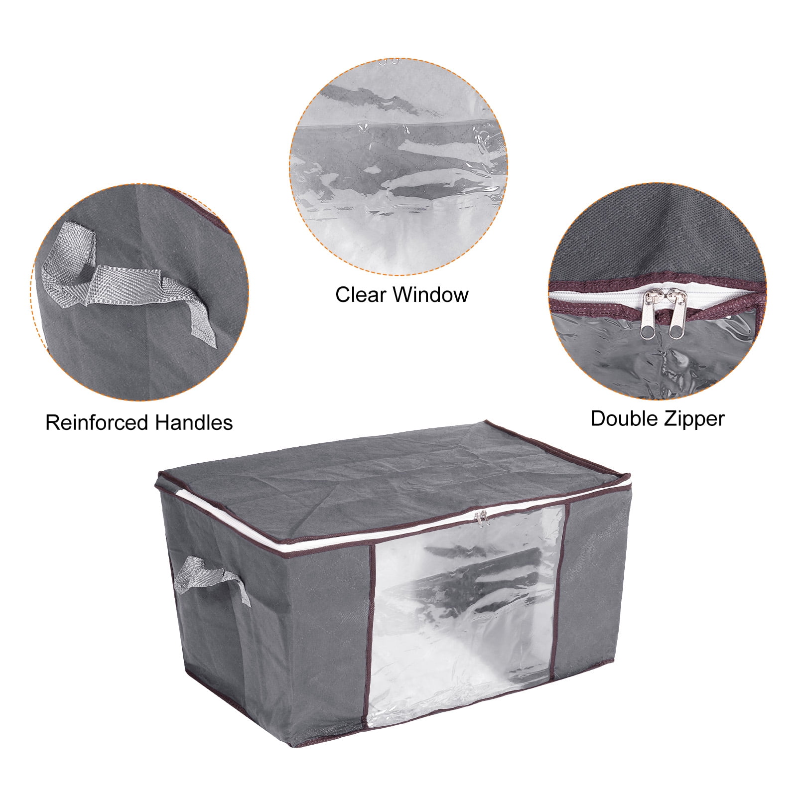 Unique Bargains Clothes Storage Bag with Reinforced Handles for Comforters Gray