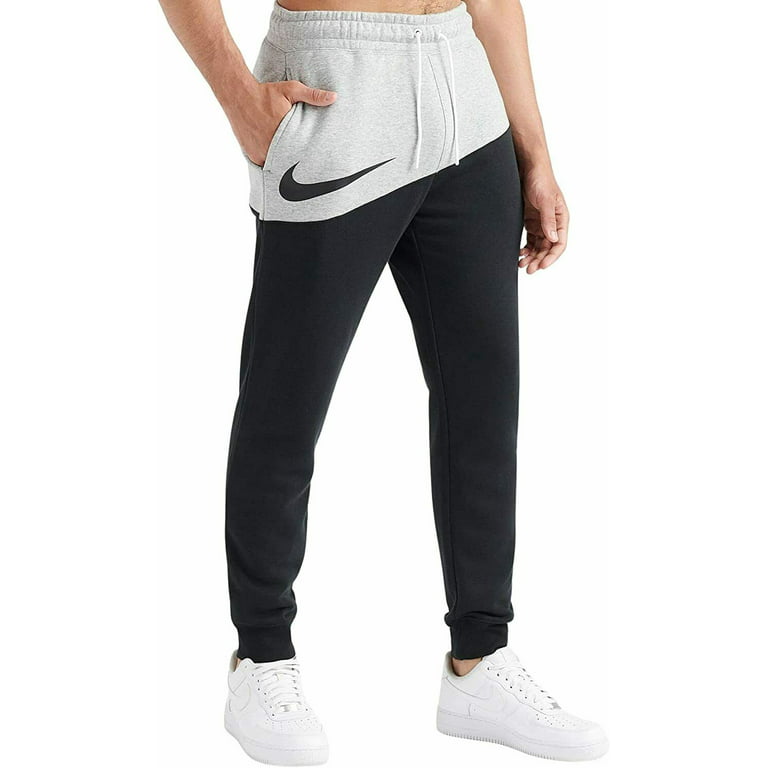 Fit Pants Jogger Leg Black/Grey L Standard Swoosh NSW Size Nike Tapered
