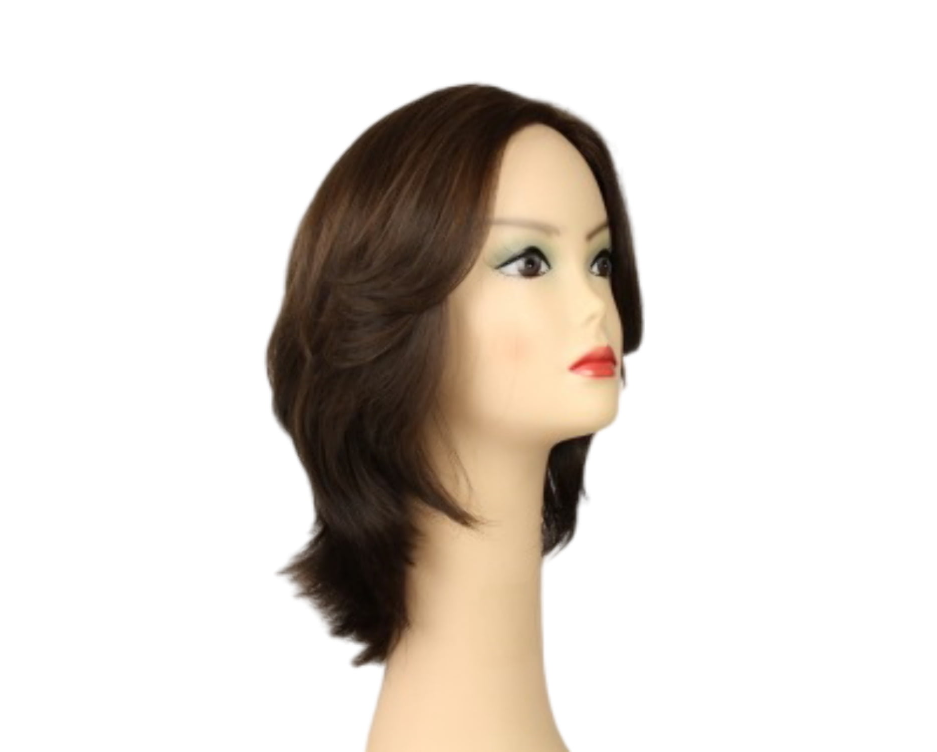 European Human Hair Freeda Wig Shlomit Brown With Warm Highlights Skin Top Size M