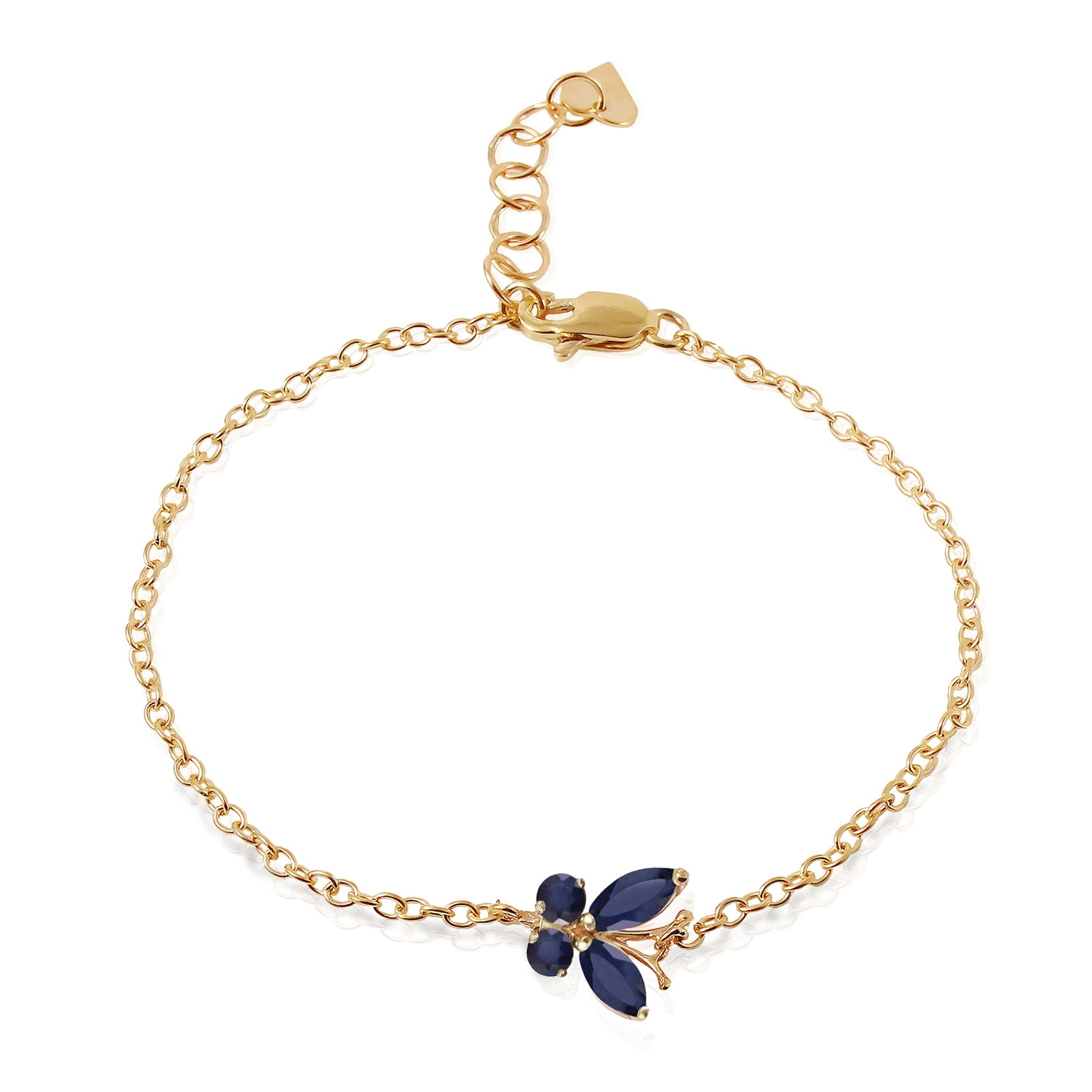 Galaxy Gold 14K Solid Gold 0.6 Carat Natural Sapphire Butterfly Bracelet for Women - Yellow Gold Fine Jewelry