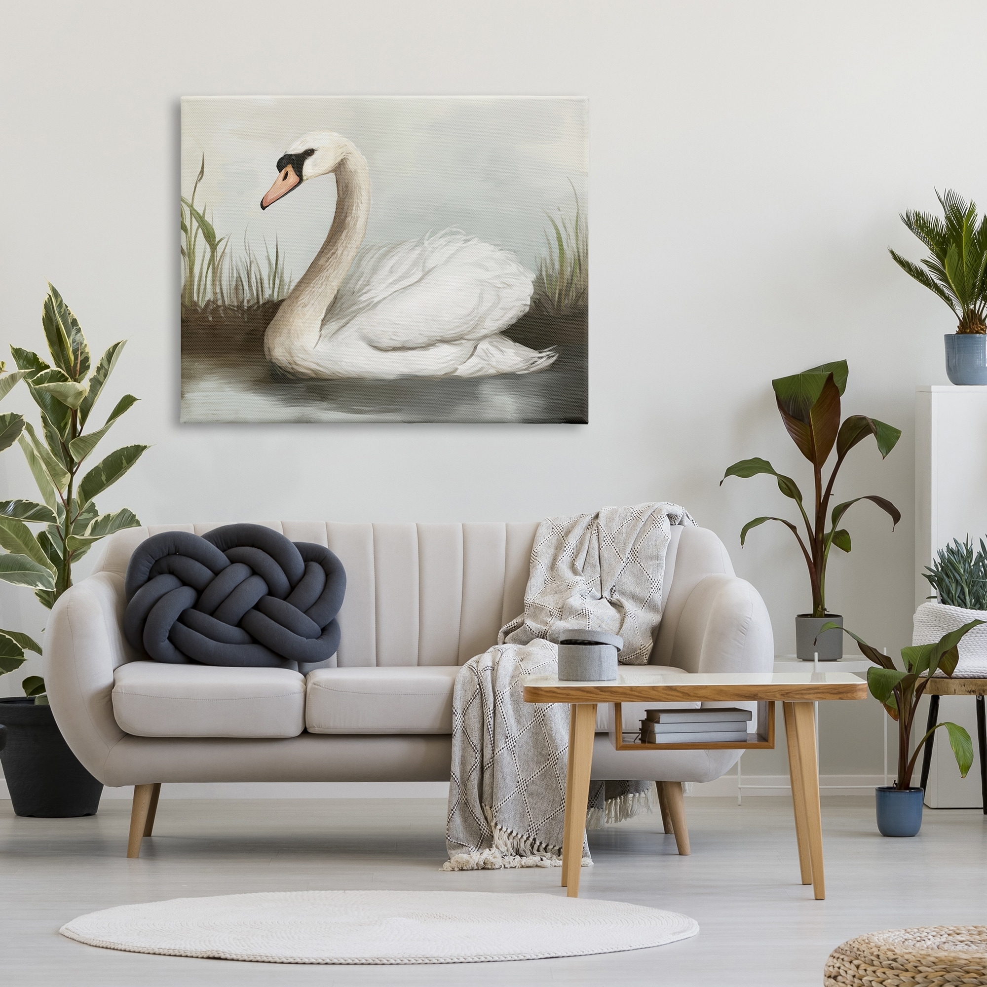 Stupell Industries Swan in Pond Painting Animals & Insects Painting Gallery Wrapped Canvas Print Wall Art