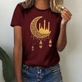 thumbnail image 2 of Penkiiy Happy Ramadan Tops Blouse for Women Women's Graphic Tees Moon Print Short Sleeve Round Neck T Shirts Tops XL Wine, 2 of 6