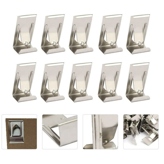 Luxshiny 60Pcs Spring Turn Metal Frame Hooks Silver Picture Hanger Clips for Photo Frames