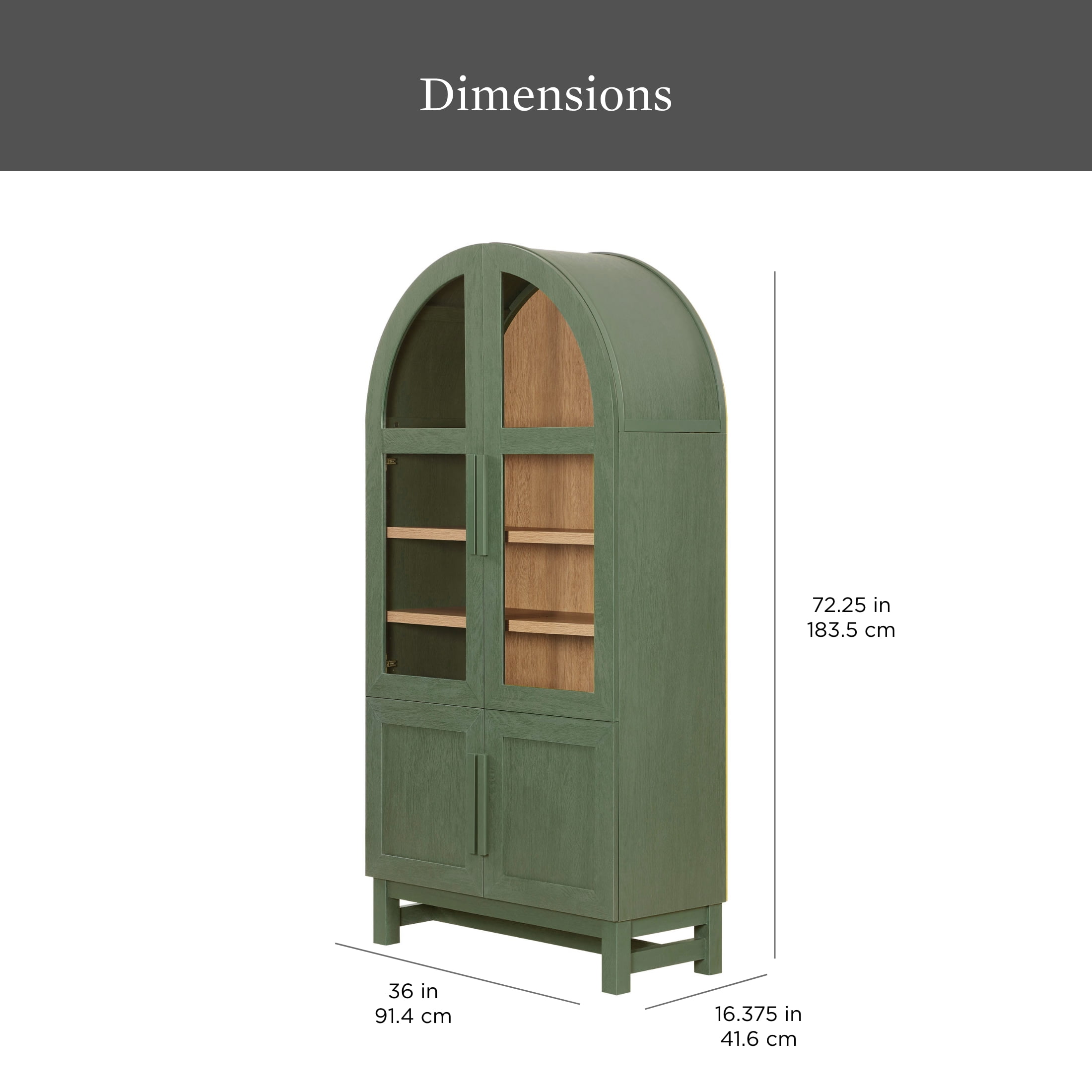 Better Homes & Gardens Juliet Kitchen Rounded Arch Cabinet, Deep Green Finish