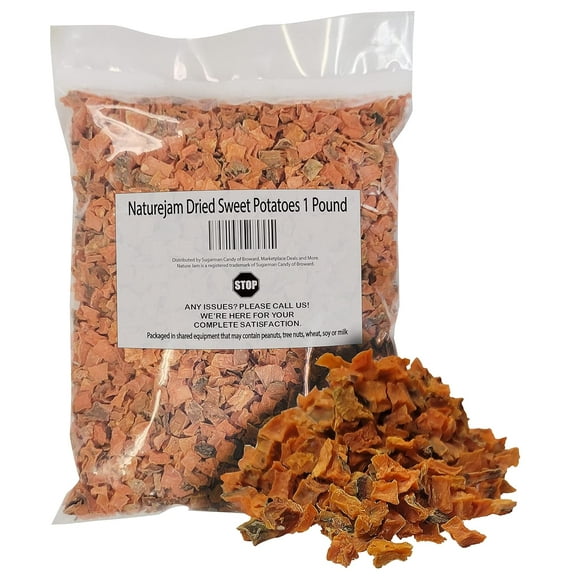 Naturejam Dried Sweet Potatoes 1 Pound-Heat Sealed in a Poly Bag-Dehydrated Dried Vegetables Type