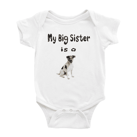 

My Big Sister Is A Smooth Fox Terrier Dog Funny Baby Clothing Bodysuits Boy Girl Unisex