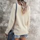 thumbnail image 4 of Suéter De Punto Cruzado Cuello En V Manga Larga Color Puro Suéter Casual De Moda Para Mujer Beige S, 4 of 6
