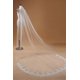 thumbnail image 2 of Velo de novia Babyonline con borde de encaje blanco marfil, largo catedral, con peine, talla única, 2 of 5