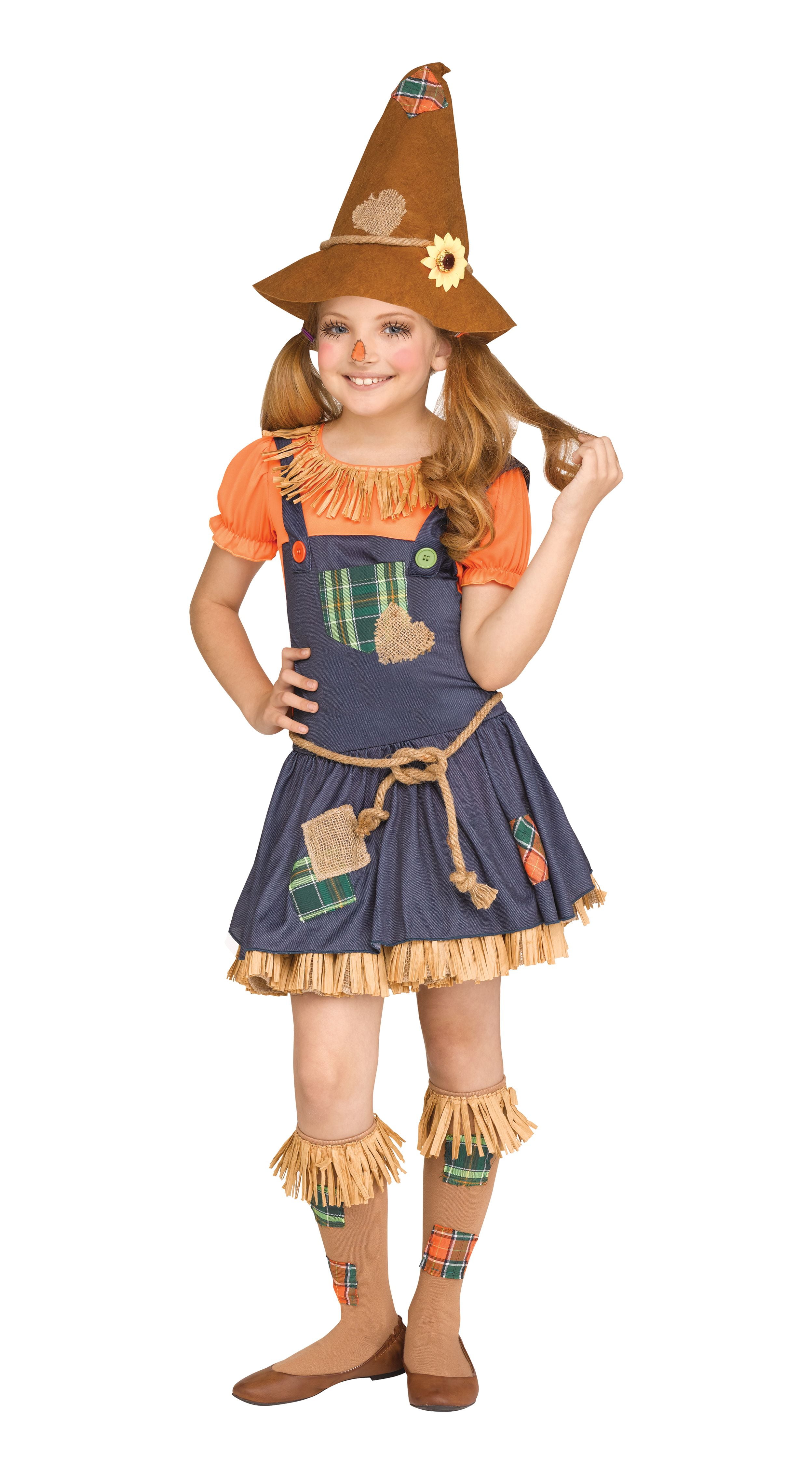 Halloween Girls Scarecrow Child Costume Size XL by Fun World Walmart