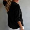 thumbnail image 6 of Edvintorg Womens Tops Dressy Casual Button Down Velvet Shirt Long Sleeve Turndown Collar Blouse Womens Fashion S-2XL Black, 6 of 8