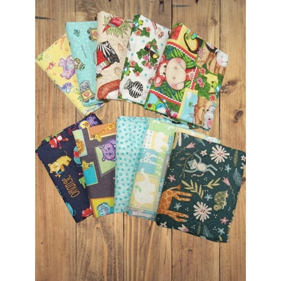 10 Fat Quarters - Assorted Nursery Safari Colorful Fat Quarter Bundle