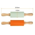 thumbnail image 2 of Silicone Rolling Pins for Baking Wood Handle 23.5cm x 4.2cm, Light Green & Orange, 2 of 4