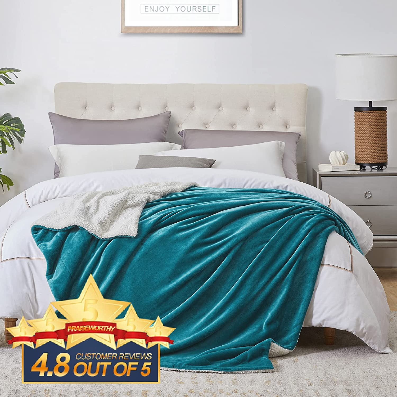 Sherpa Fleece Blanket King Size 108 x90 Teal Plush Throw Fuzzy Super Soft Reversible Microfiber Flannel Blankets for Couch Bed Sofa Ultra Luxurious Warm and Cozy for All Seasons Walmart
