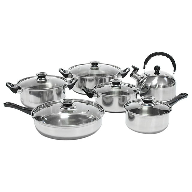 Juegos de utensilios de cocina, ollas y sartenes, sartén antiadherente de acero inoxidable con tapa de vidrio, olla de cocina para acampar, al