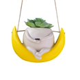 thumbnail image 1 of Halloween Offers Cute Swing Resin Flower Pot Unique Sitting Smile Flower Pot Garden Decoration Flower Pot With Drainage Hole, Garden Decoration Gift, 1 of 3