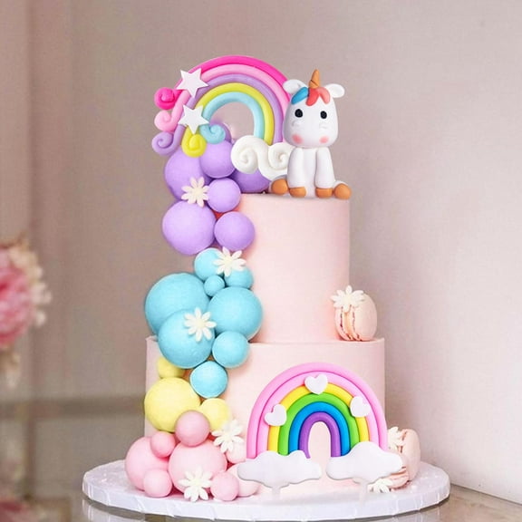 Set of 23 Unicorn Cake Topper & Party Favors - Rainbow Birthday Decoration for Girls