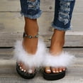 thumbnail image 7 of Quaouag Fuzzy House Shoes with Arch Support Orthotic Heel Cup Sandals Slippers for Women, 7 of 7