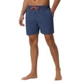 thumbnail image 4 of INSPIRE CHIC Men's Solid Summer Drawstring Waist Mesh Liner Back Pocket Swim Shorts 30 Navy Blue, 4 of 5