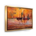 thumbnail image 3 of Designart 'Boats During Evening Sunset In The Ocean I' Nautical & Coastal Framed Canvas Wall Art Print, 3 of 5