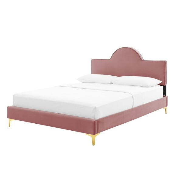 Platform Bed Frame, Twin Size, Pink, Velvet, Modern Contemporary, Bedroom Master Guest Suite Room