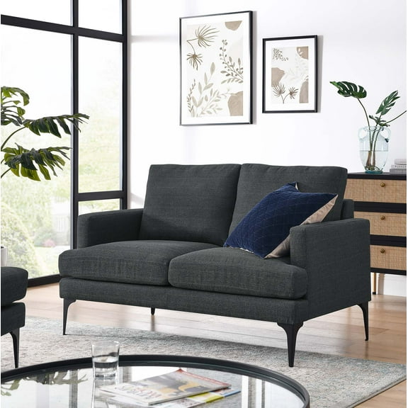 Modway Evermore Upholstered Fabric Loveseat in Gray