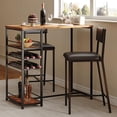 thumbnail image 1 of Bingirl Retro Handmade Wooden Dining Table Set: 2 Upholstered Chairs, Bistro with Storage Rack, Metal Frame, Ideal for Apartment Kitchens, 1 of 5
