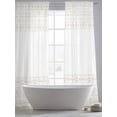 thumbnail image 5 of Bohemian Ethnic Sheer Curtains 96 Inches Long 2 Panels Brown Lines Linen Texture Light Filtering Semi Sheer Window Curtains Drapes for Bedroom Living Room 52"x96", 5 of 7