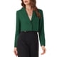 thumbnail image 1 of BLAZER CORTO DE NEGOCIOS PARA MUJERES CON MANGAS LARGAS Y DELANTERO ABIERTA, CON SOLAPA EN V, COLOR VERDE OSCURO, 1 of 6