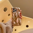 thumbnail image 4 of for iPhone 14 Pro Max Case 6.7 Inch Cute Wave Pattern Aesthetic Phone Case 3D Curly Wavy Shape Plating Glitter Bling for Women Girls Soft Bumper Silicone Shockproof Case, Gold, 4 of 12