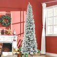 thumbnail image 2 of HOMCOM 9ft Flocked Pencil Artificial Christmas Tree with Steel Base, Green, 2 of 10