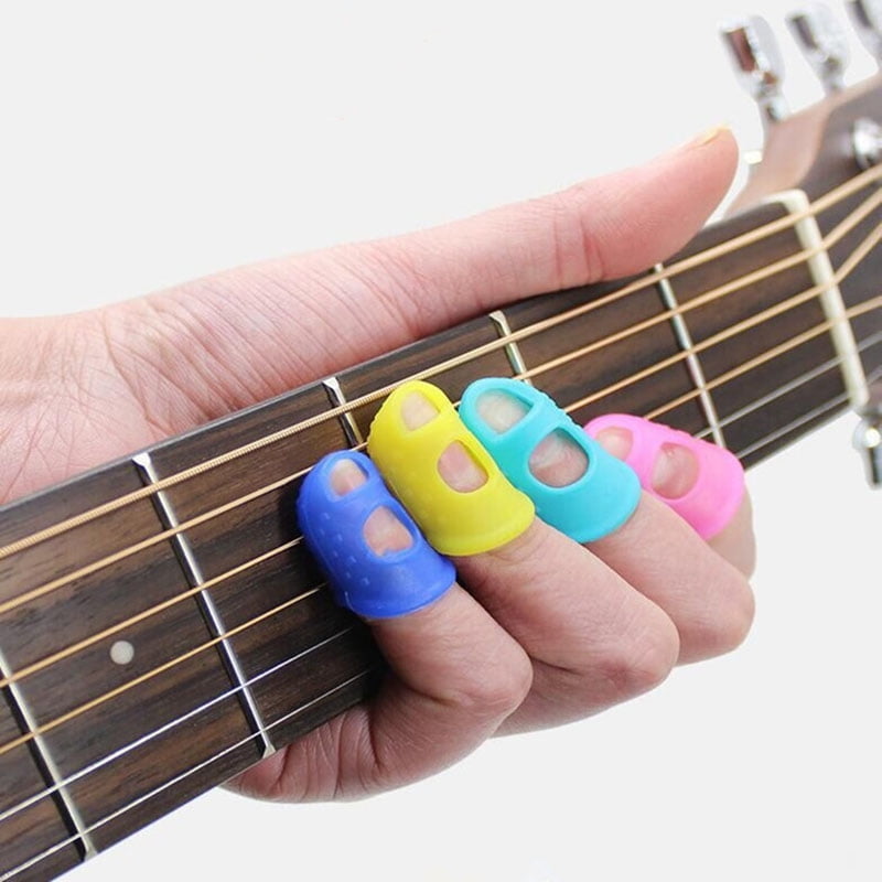 Lubelski 4pcs Guitar Fingertip Protector Fingerstall Silicone Guitar