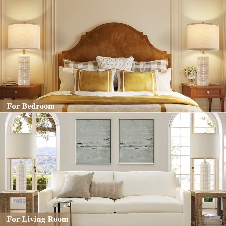 Natyswan Modern Ceramic Bedside Lamps Set of 2, 24.8 Inches photo 7