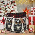 thumbnail image 6 of KLL Whimsical Owl On Branch for Christmas Gift Bag,Christmas Burlap Goody Gift Bags with Plaid Drawstrings for Xmas Presents Holiday Party Favor Treats Candy-Black, 6 of 8